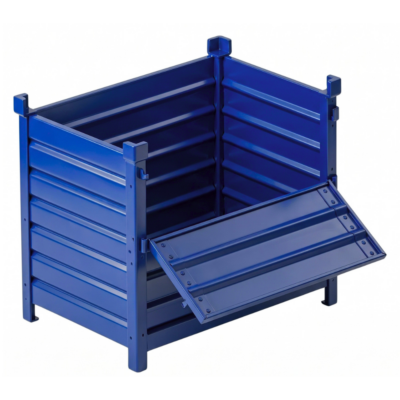 Caisse palette métallique 800 x 1200 mm avec demi-porte rabattable CIVCDL1
