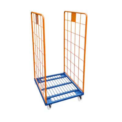 Roll conteneur 2 côtés PKM01 ridelles oranges RAL 2004 – base RAL 5010 hauteur 1500mm