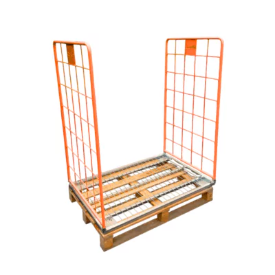 Maxi Roll conteneur 2 côtés PKM13 ridelles oranges RAL 2004 – base électrozinguée 5010 hauteur 1500mm