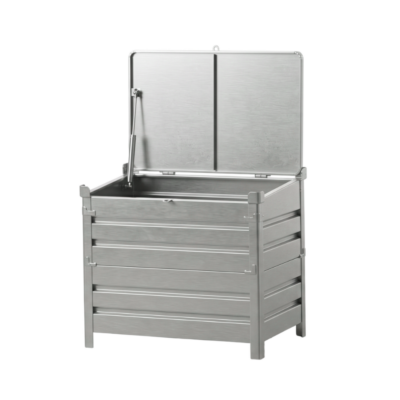 Caisse palette métallique 1200×800 avec demi-porte, couvercle et vérin – CIV-CDL1-SC