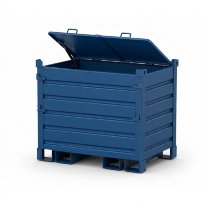 Caisse palette métallique 1200×800 mm avec fourreaux CIV-CDL1-SCF