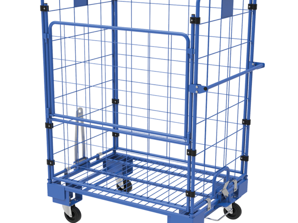 Conteneur Roulant 4 Côtés Avec Plateau Plastique - Rack Métallique Galvanisé, Roues 108mm
