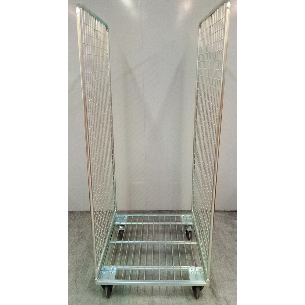 Roll Conteneur Métallique 2 Côtés - Dimensions 72x81x165 Cm, Structure Démontable Acier Zingué - Pour Stockage Et Manutention